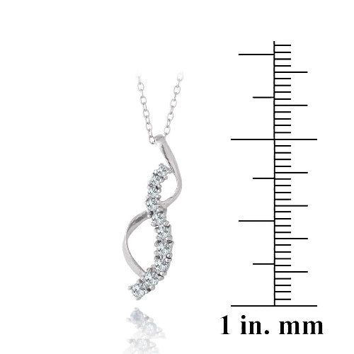 Sterling Silver 1/2ct Blue Topaz Journey Ribbon Pendant-3