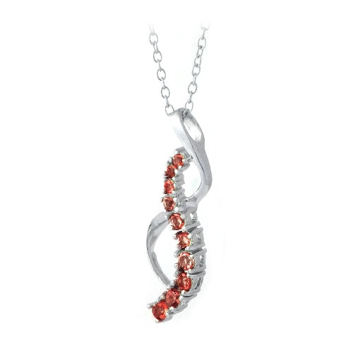 Sterling Silver Garnet Journey Ribbon Necklace-2