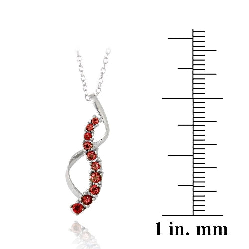 Sterling Silver Garnet Journey Ribbon Necklace-3
