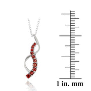 Sterling Silver Garnet Journey Ribbon Necklace