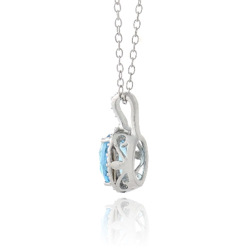 Sterling Silver 1.5ct Swiss Blue Topaz & Diamond Accent Oval Necklace-2