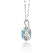 Sterling Silver 1.5ct Swiss Blue Topaz & Diamond Accent Oval Necklace