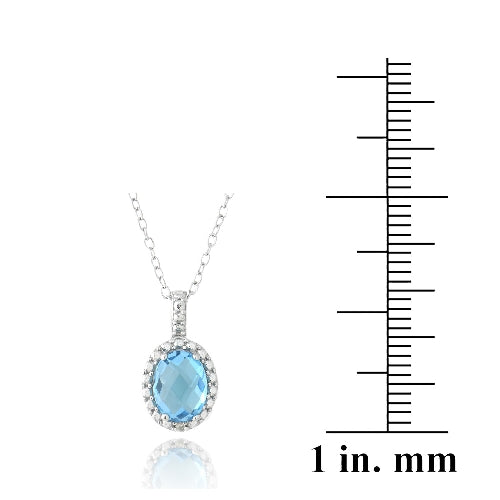 Sterling Silver 1.5ct Swiss Blue Topaz & Diamond Accent Oval Necklace-3