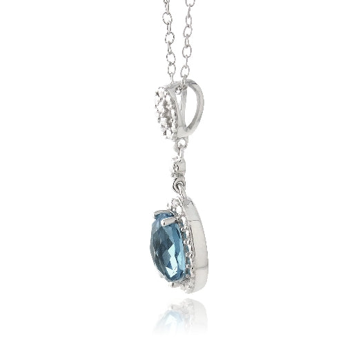Sterling Silver 1.5ct London Blue Topaz & Diamond Accent Double Oval Necklace-2