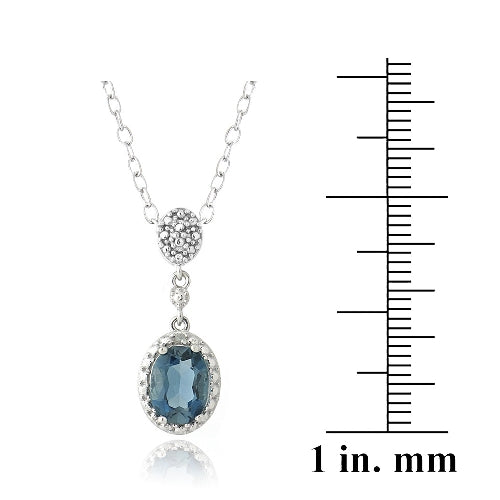 Sterling Silver 1.5ct London Blue Topaz & Diamond Accent Double Oval Necklace-3