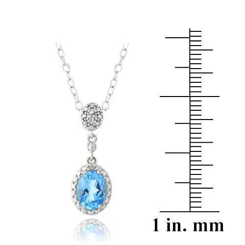 Sterling Silver 1.5ct Swiss Blue Topaz & Diamond Accent Double Oval Necklace-3