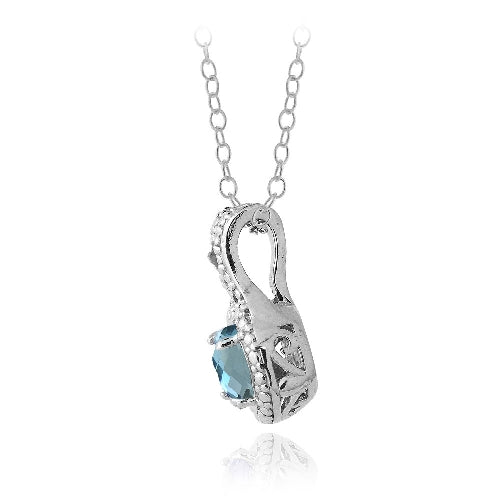 Sterling Silver 1.5ct London Blue Topaz & Diamond Accent Oval Necklace-2