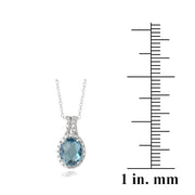 Sterling Silver 1.5ct London Blue Topaz & Diamond Accent Oval Necklace