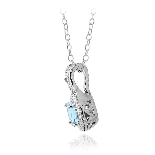 Sterling Silver 1.5ct Swiss Blue Topaz & Diamond Accent Oval Necklace-2