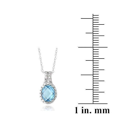 Sterling Silver 1.5ct Swiss Blue Topaz & Diamond Accent Oval Necklace-3