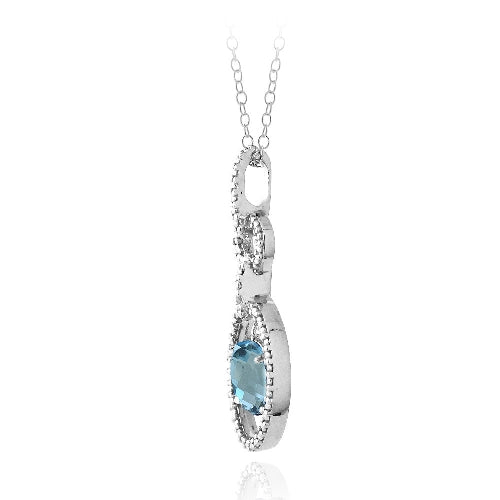 Sterling Silver 1.5ct London Blue Topaz & Diamond Accent Oval & Round Necklace-2
