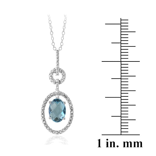 Sterling Silver 1.5ct London Blue Topaz & Diamond Accent Oval & Round Necklace-3