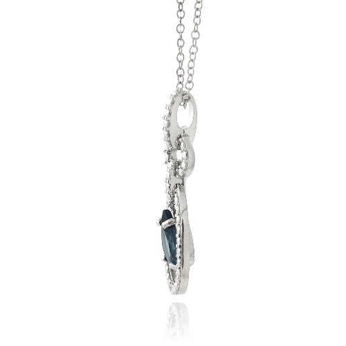 Sterling Silver 1.5ct London Blue Topaz & Diamond Accent Round & Teardrop Necklace-2