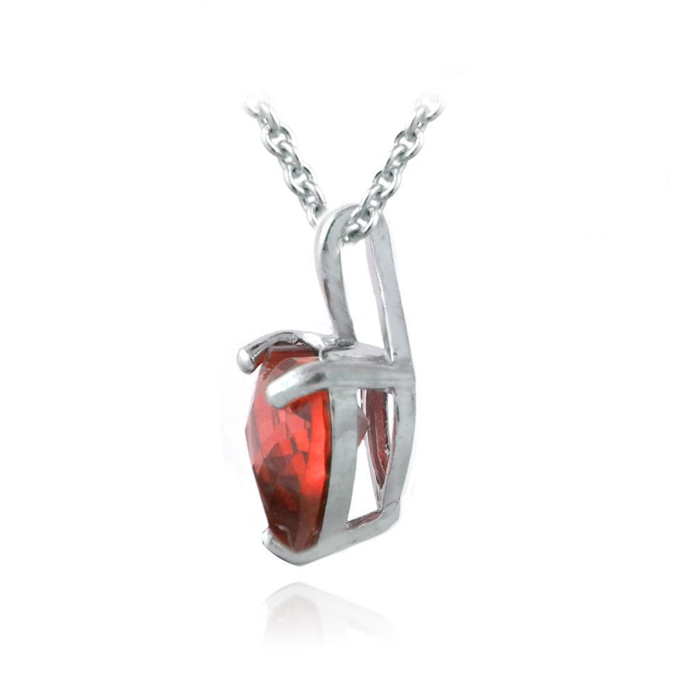 Sterling Silver 5.5ct Created Ruby Briolette-Cut Heart Pendant-2