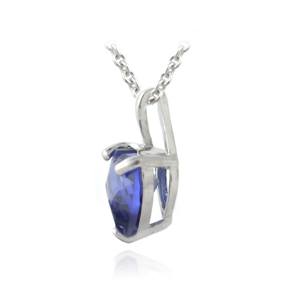 Sterling Silver 5.5ct Tanzanite CZ Briolette-Cut Heart Pendant-2