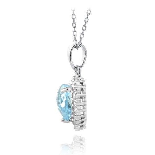 Sterling Silver 4.5ct Blue & White Topaz Heart Pendant-2