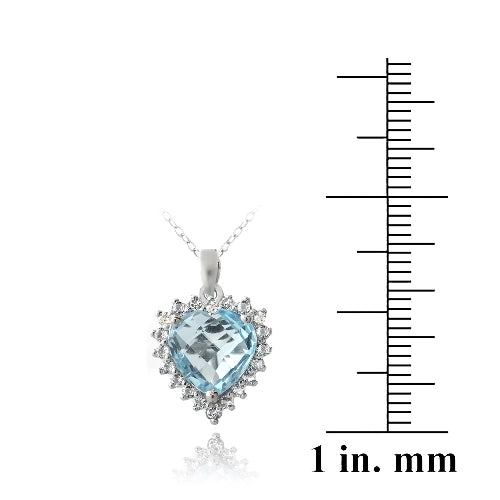 Sterling Silver 4.5ct Blue & White Topaz Heart Pendant-3