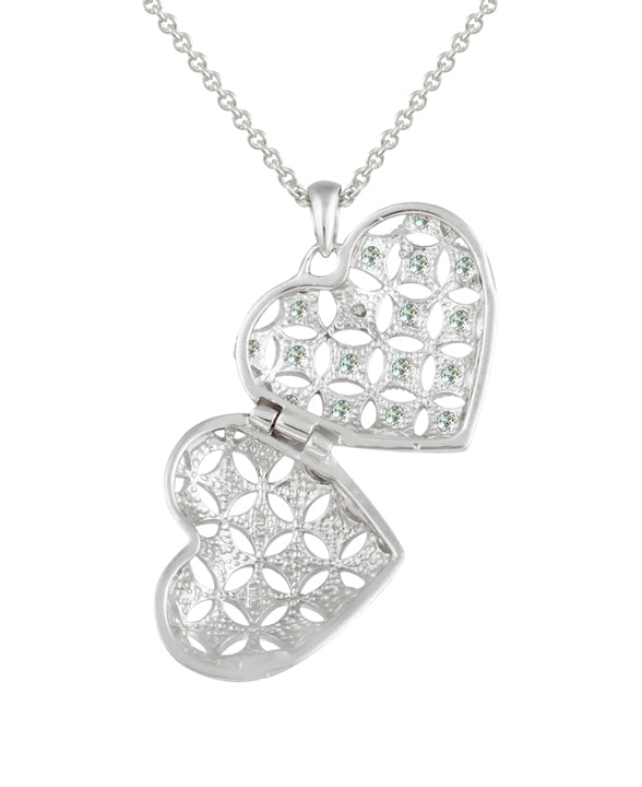 Sterling Silver Blue Topaz & Diamond Accent Heart Locket Necklace-2