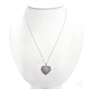 Sterling Silver Created Ruby & Diamond Accent Heart Locket Necklace