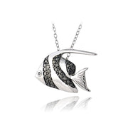 Sterling Silver Black Diamond Accent Angelfish Necklace