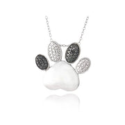 Sterling Silver Black Diamond Accent Heart Paw Print Necklace