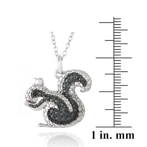 Sterling Silver Black Diamond Accent Squirrel Necklace-3
