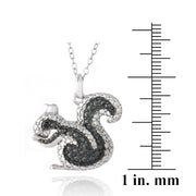 Sterling Silver Black Diamond Accent Squirrel Necklace