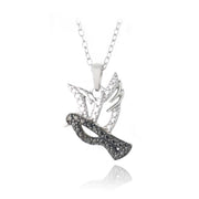 Sterling Silver Black Diamond Accent Flying Dove Necklace