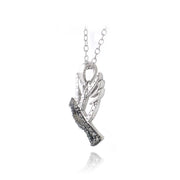 Sterling Silver Black Diamond Accent Flying Dove Necklace