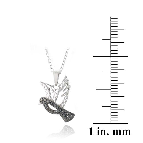Sterling Silver Black Diamond Accent Flying Dove Necklace-3