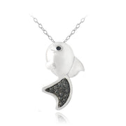 Sterling Silver Black Diamond Accent Goldfish Necklace