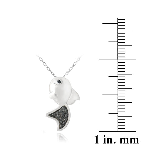 Sterling Silver Black Diamond Accent Goldfish Necklace-3