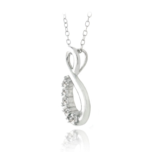 Sterling Silver 2/5ct White Topaz Infinity Journey Necklace-2