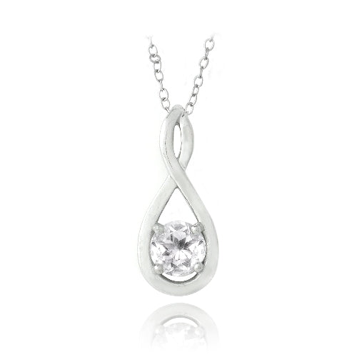 Sterling Silver 1ct White Topaz Infinity Necklace