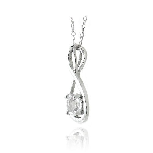 Sterling Silver 1ct White Topaz Infinity Necklace-2