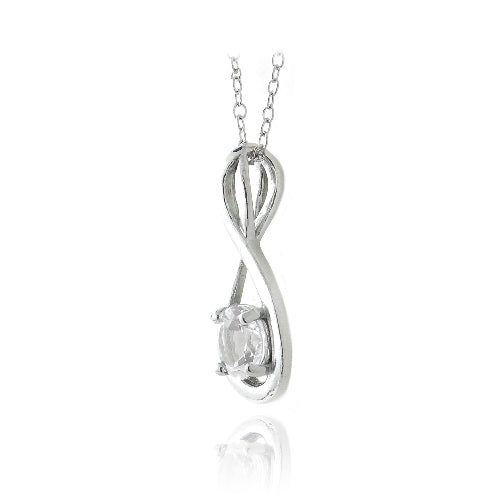 Sterling Silver 1ct White Topaz Infinity Necklace