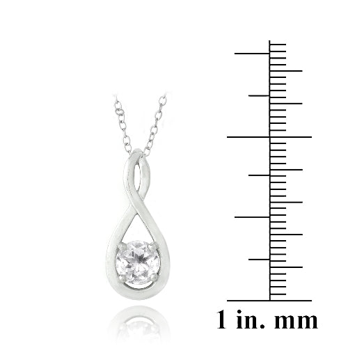 Sterling Silver 1ct White Topaz Infinity Necklace-3