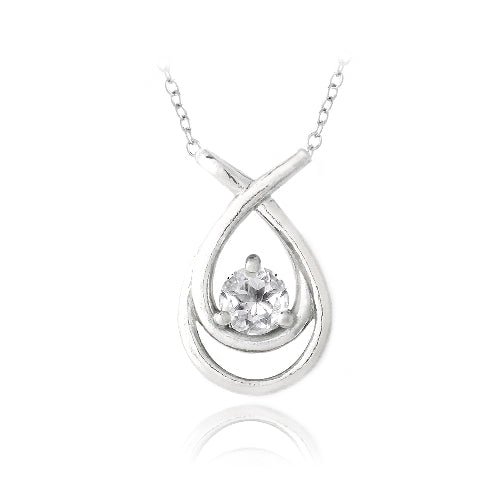 Sterling Silver 1/2ct White Topaz Double Teardrop Necklace