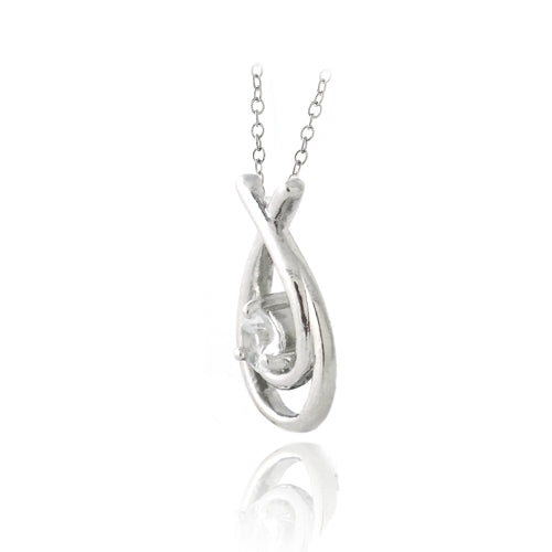Sterling Silver 1/2ct White Topaz Double Teardrop Necklace-2