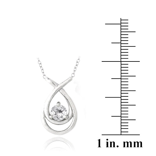 Sterling Silver 1/2ct White Topaz Double Teardrop Necklace-3
