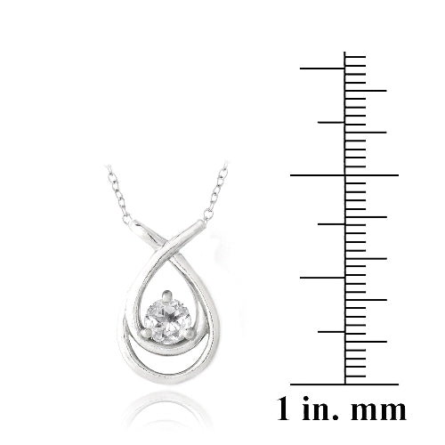 Sterling Silver 1/2ct White Topaz Double Teardrop Necklace