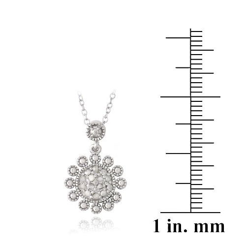 Sterling Silver 1/10ct Diamond Flower Dangle Necklace-3