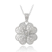 Sterling Silver 1/10ct Diamond Clover Necklace