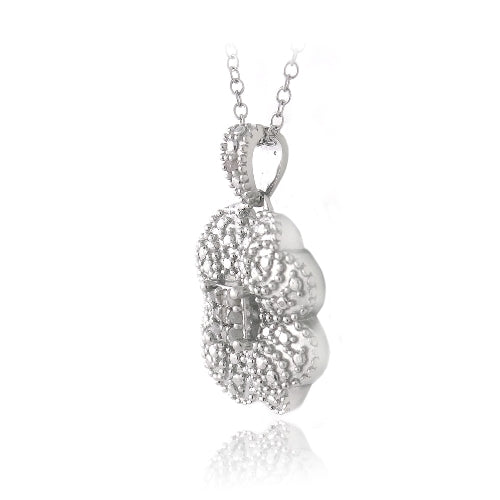 Sterling Silver 1/10ct Diamond Clover Necklace-2
