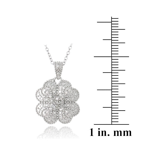 Sterling Silver 1/10ct Diamond Clover Necklace-3