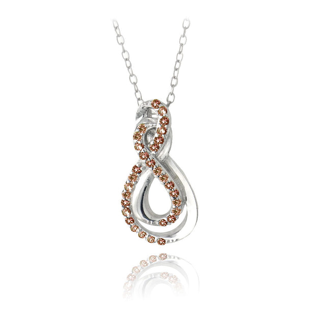 Sterling Silver Garnet Intertwined Infinity Necklace