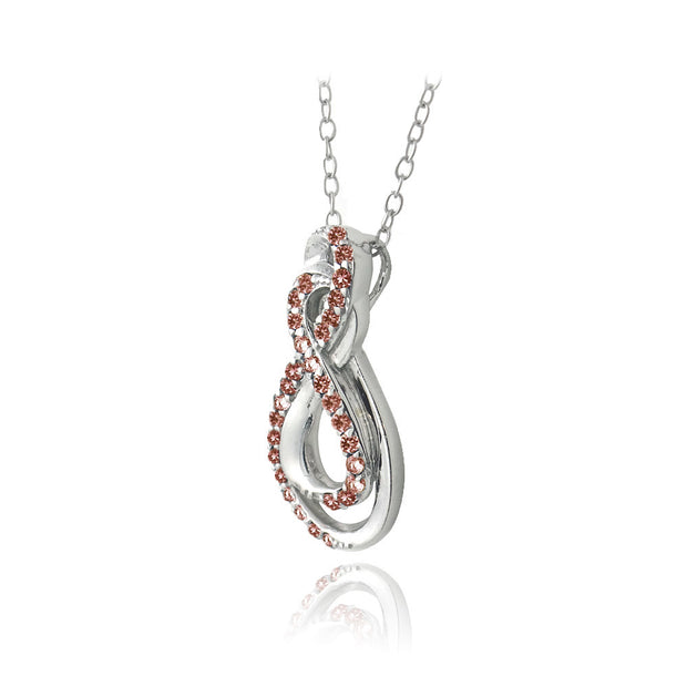 Sterling Silver Garnet Intertwined Infinity Necklace