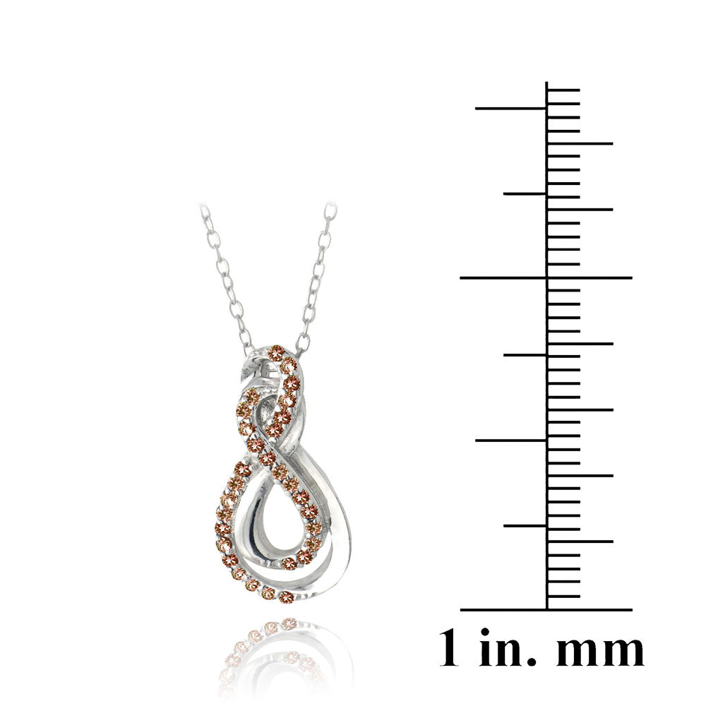 Sterling Silver Garnet Intertwined Infinity Necklace-3