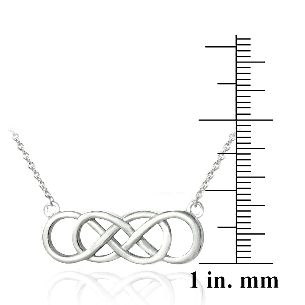 Sterling Silver Double Infinity Necklace-3