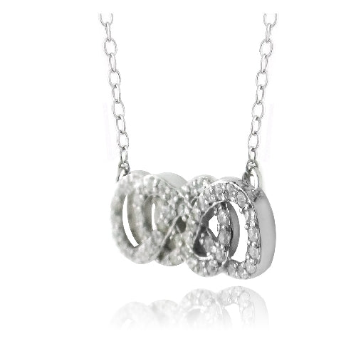 Sterling Silver Cubic Zirconia Double Intertwining Infinity Necklace-2